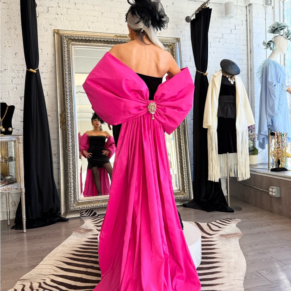 Pink Strapless Backless High-Low Gown